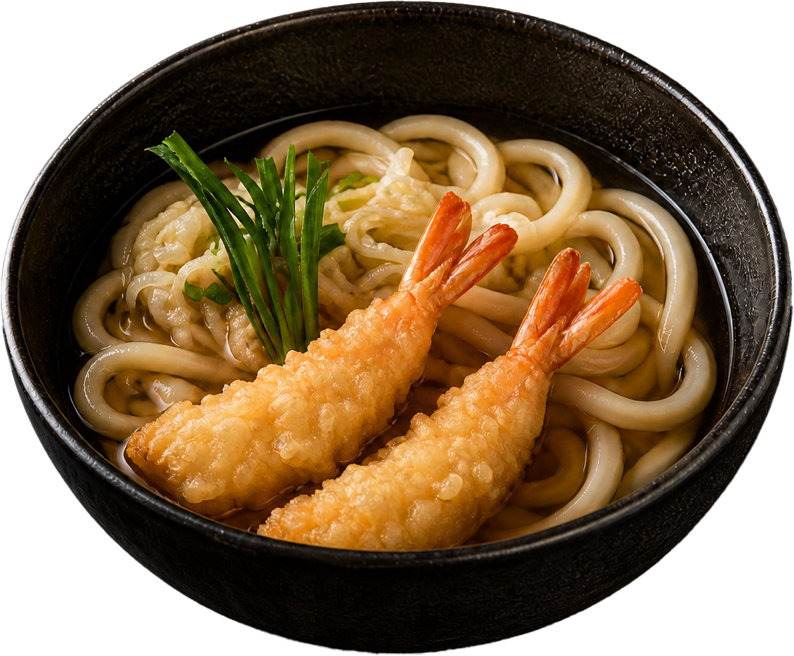 Udon aux crevettes en bouillon, nouilles japonaises RAKU buffet