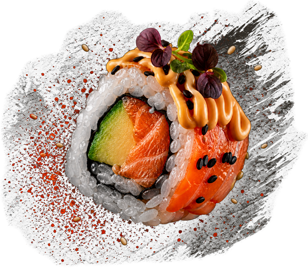 Spicy roll au saumon avocat et mayonnaise épicée, makis signature RAKU Paris
